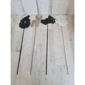 Large Santa snowman metal picks Xmas flower garden yard decor set